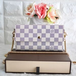 💖Authentic LV Porte Tresor Azur Wallet on Chain TH4039